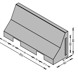 Barrera New Jersey 200x60x11 H-88 Asimétrica