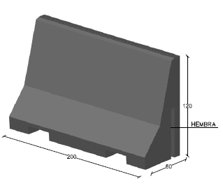 Barrera New Jersey 200x60x15 H-120 Asimétrico