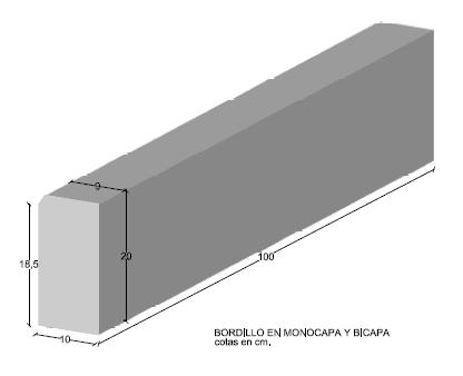 Bordillo Bicapa/Monocapa 100x20x10-9